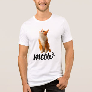 Brown Cat Looking Up T-Shirt   Cute Feline Unisex  Tri-Blend Shirt