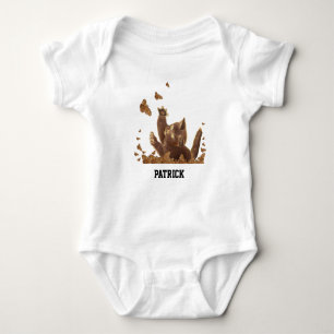 Brown Cat & Night Butterflies Personalised Baby Bodysuit