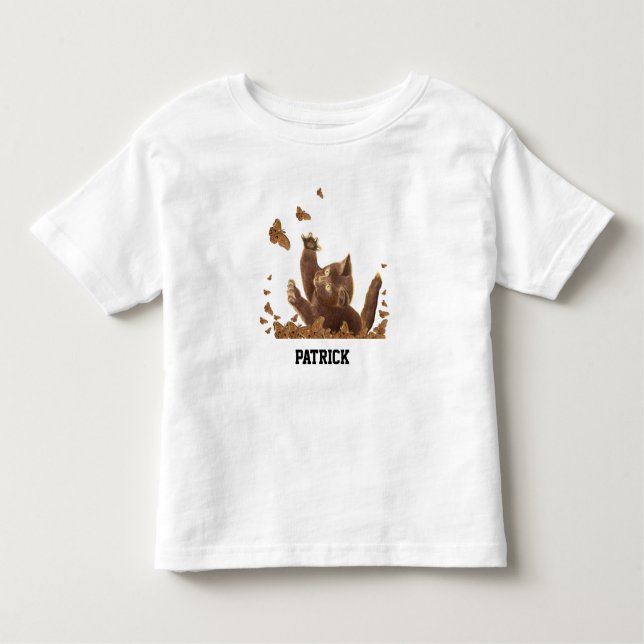 Brown Cat & Night Butterflies Personalised Toddler T-Shirt (Front)