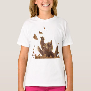 Brown Cat & Night Butterflies  T-Shirt