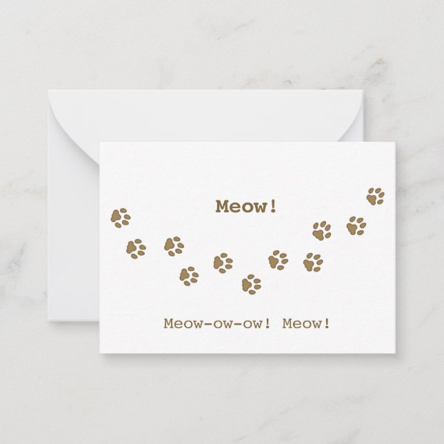 Brown Cat Paw Print Tracks Fun Customisable Card (Front)