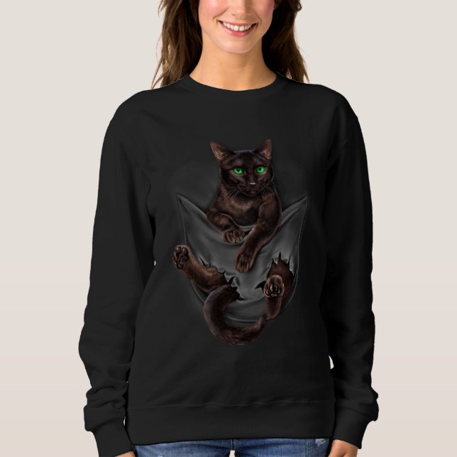Brown Cat Sits in Pocket  Cats Sweatshirt (Front)