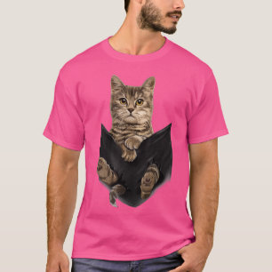 Brown Cat Sits in Pocket Cats Tee Shirt Gifts