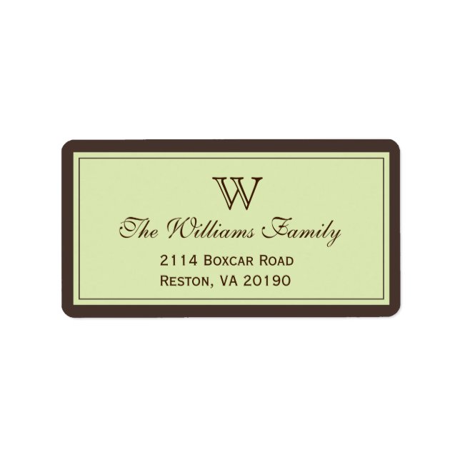 Brown & Celadon Classic Border Label (Front)
