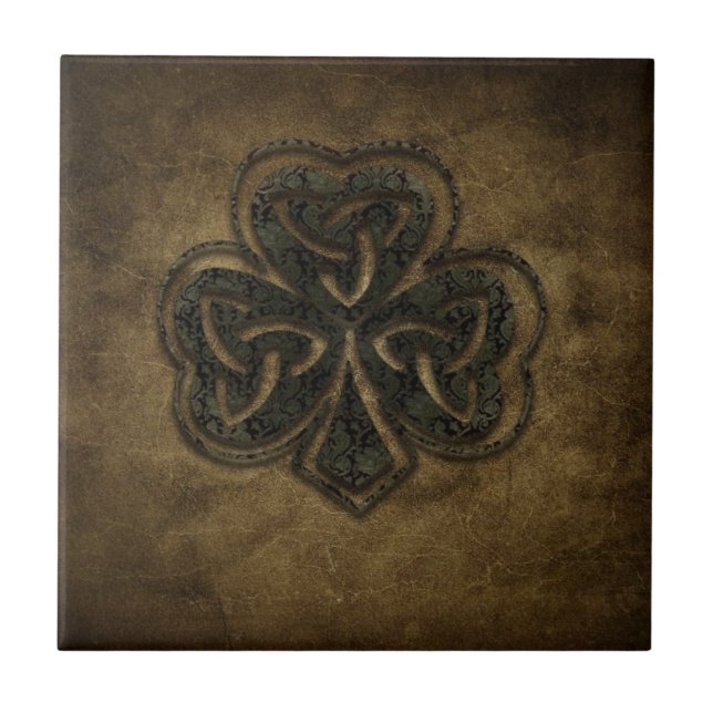 brown celtic knot clover tile (Front)