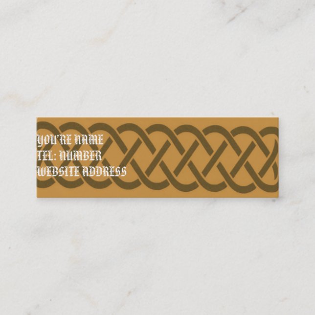 Brown Celtic knot on Yellow Mini Business Card (Front)