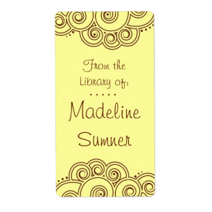 Brown Charming Swirls Bookplates