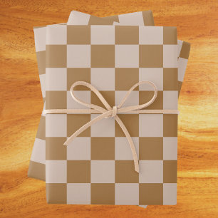 Brown Checkerboard Wrapping Paper Sheet
