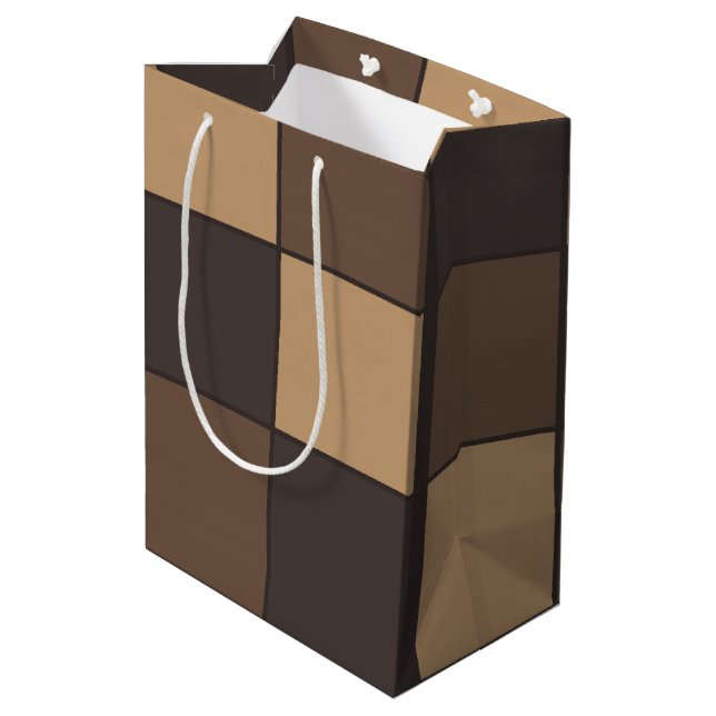 Brown Checkers Medium Gift Bag (Back Angled)