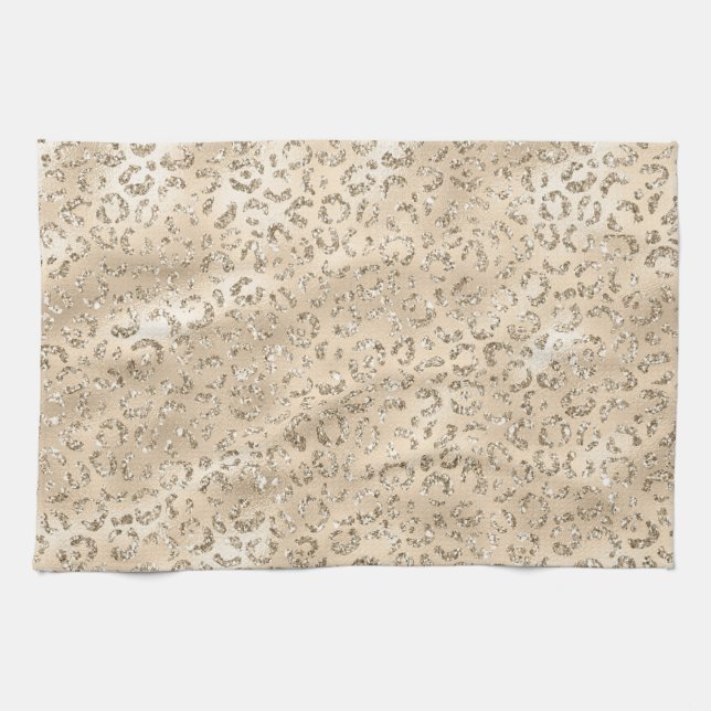 Brown Cheetah Leopard Skin Print Pattern Animal Tea Towel (Horizontal)
