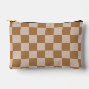 Brown Chequerboard Accessory Pouch