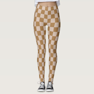 Brown Chequerboard Leggings