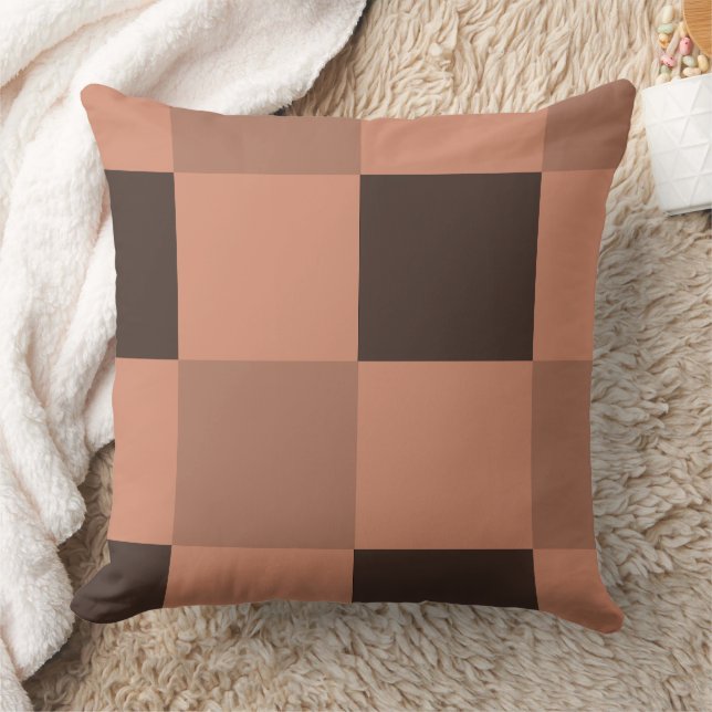 Brown Chequered Cushion (Blanket)
