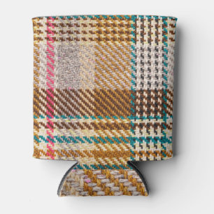 Brown chequered fabric, Scottish wool. Can Cooler