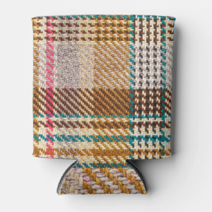 Brown chequered fabric, Scottish wool. Can Cooler