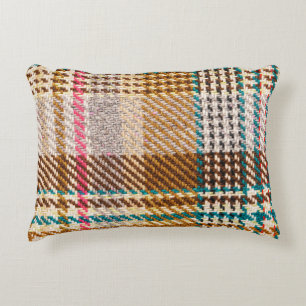 Brown chequered fabric, Scottish wool. Decorative Cushion