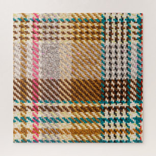 Brown chequered fabric, Scottish wool. Jigsaw Puzzle
