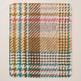 Brown chequered fabric, Scottish wool. Sherpa Blanket