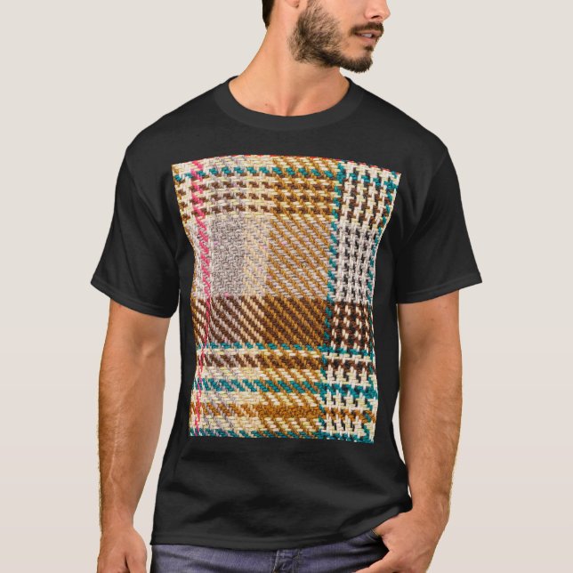Brown chequered fabric, Scottish wool. T-Shirt (Front)