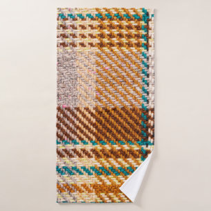Brown chequered fabric with coloured threads. Scot Bath Towel