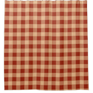 Brown Chequered Gingham Pattern Shower Curtain