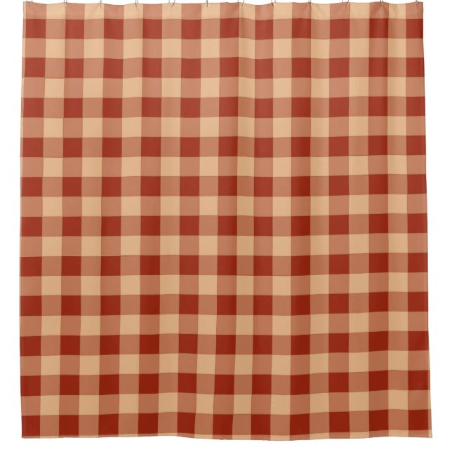 Brown Chequered Gingham Pattern Shower Curtain (Front)