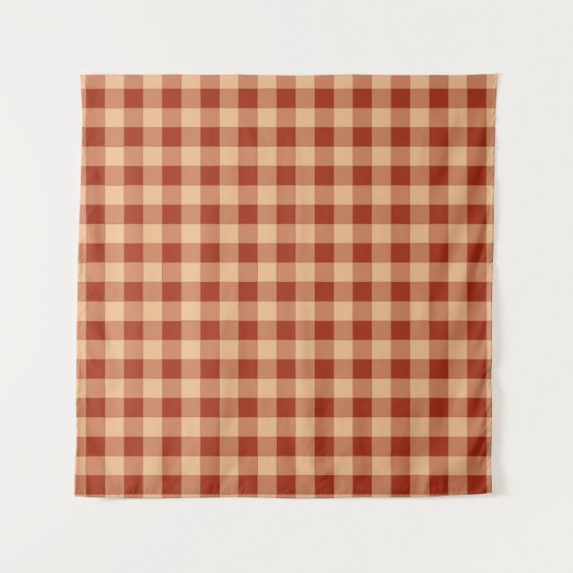 Brown Chequered Gingham Pattern Tapestry (Front)
