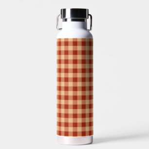 Brown Chequered Gingham Pattern Water Bottle