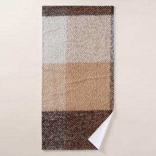 Brown chequered wool plaid fabric texture. tartan  bath towel