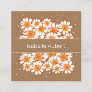 Brown Chic Floral Square Business Cards