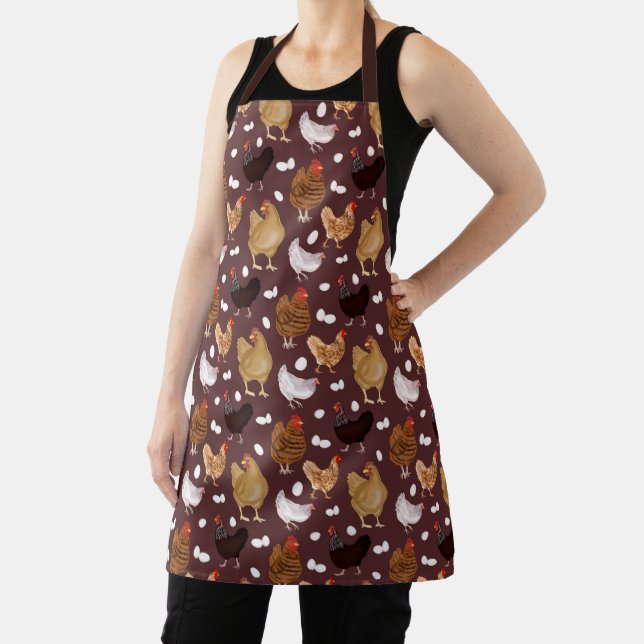Brown Chicken and the Eggs Pattern Apron (Insitu)