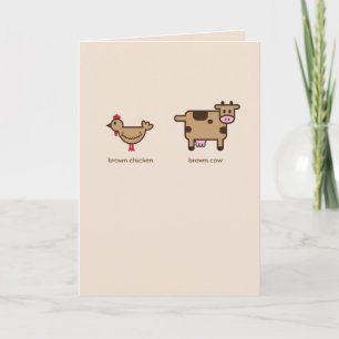 Brown chicken brown cow anniversary greeting card