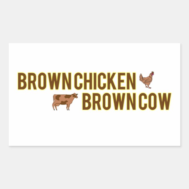 Brown Chicken Brown Cow Rectangular Sticker (Front)