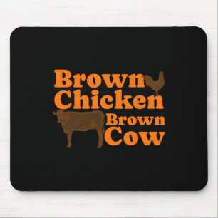 Brown Chicken Brown Cow Retro Music Bow Chicka Wow Mouse Pad