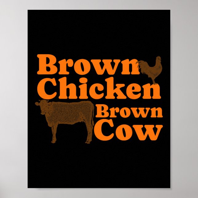 Brown Chicken Brown Cow Retro Music Bow Chicka Wow Poster (Front)