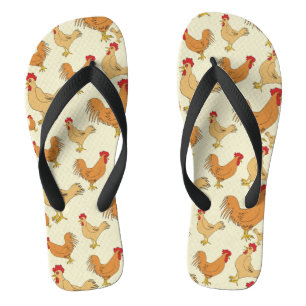 Brown Chicken Design Pattern Jandals