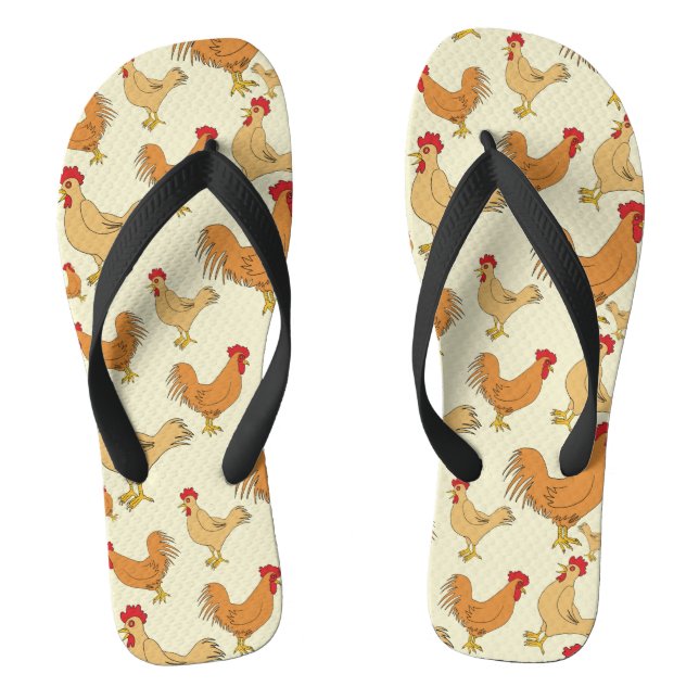 Brown Chicken Design Pattern Jandals (Footbed)