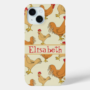 Brown Chicken Design Personalise iPhone 15 Case