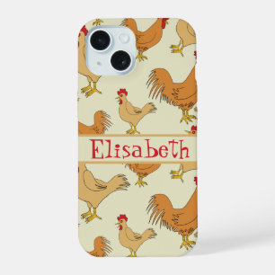 Brown Chicken Design Personalise iPhone 15 Case