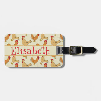 Brown Chicken Design Personalise Luggage Tag