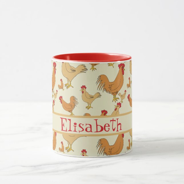 Brown Chicken Design Personalise Mug (Center)