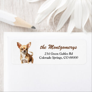 Brown Chihuahua Dog Portrait Return Address Label