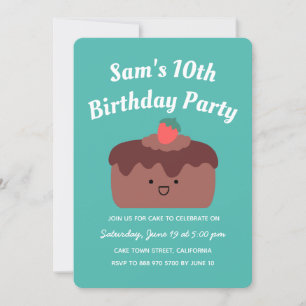 Brown Chocolate Cake Birthday Party Invitation