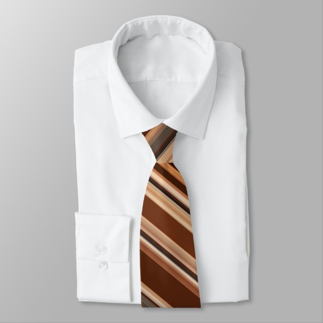 Brown/Chocolate/Coffee Striped Pattern Tie (Tied)