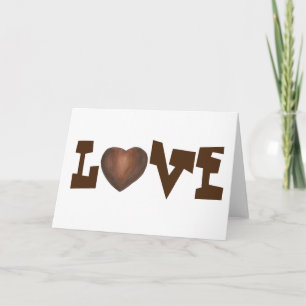 Brown Chocolate Heart Candy LOVE Valentine's Day Holiday Card