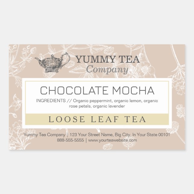 Brown Chocolate - Loose Leaf Tea Label Sticker (Front)
