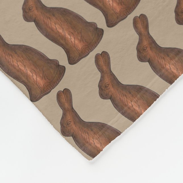 Brown Chocolate Rabbit Bunny Easter Candy Treat Fleece Blanket (Corner)