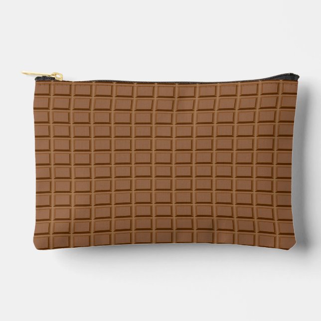 Brown chocolate slab patterned accessory pouch (Front)