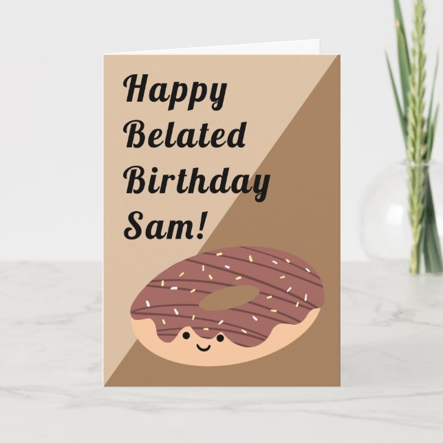 Brown Chocolate Sprinkles Doughnut | Birthday Card (Front)
