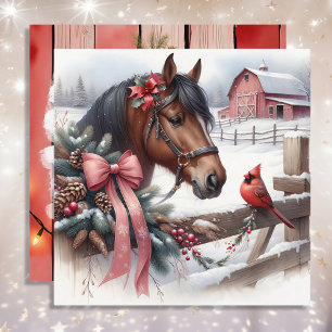 Brown Christmas Horse and Cardinal Personalised